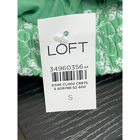 Nwt Loft Eyelet Skirt‎ Women's Small Green White Tiered Ruffle Hem Summer Cute - Picture 8 of 9
